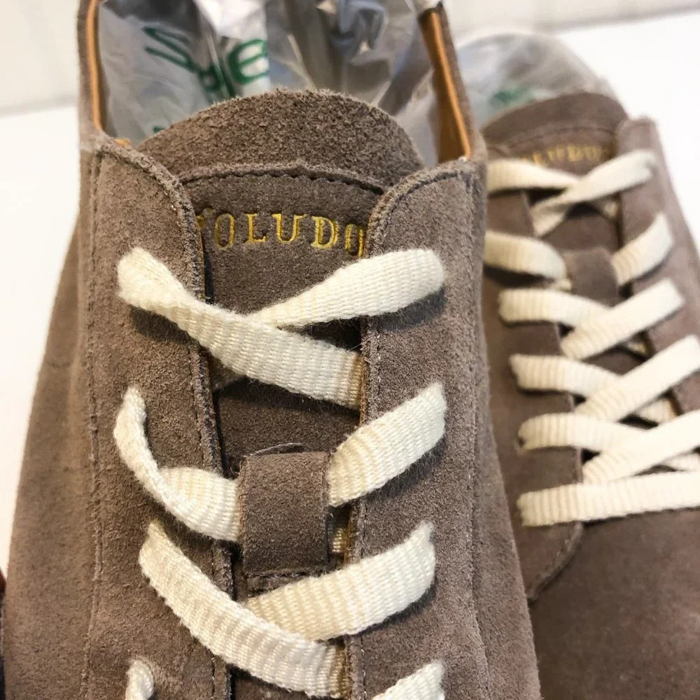Soludos Gray Cream Suede Leather Low Top Lace Up Classic Bohemian Sneakers 10 - Picture 5 of 10